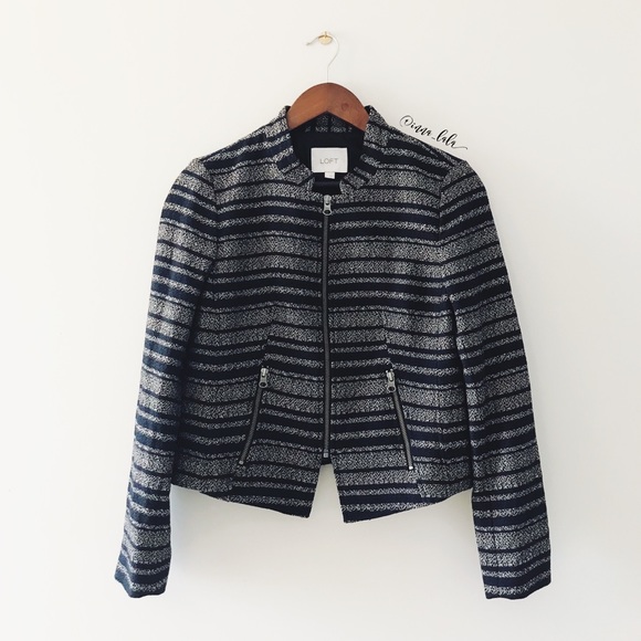 LOFT Jackets & Blazers - LOFT • Zippered Striped Jacket